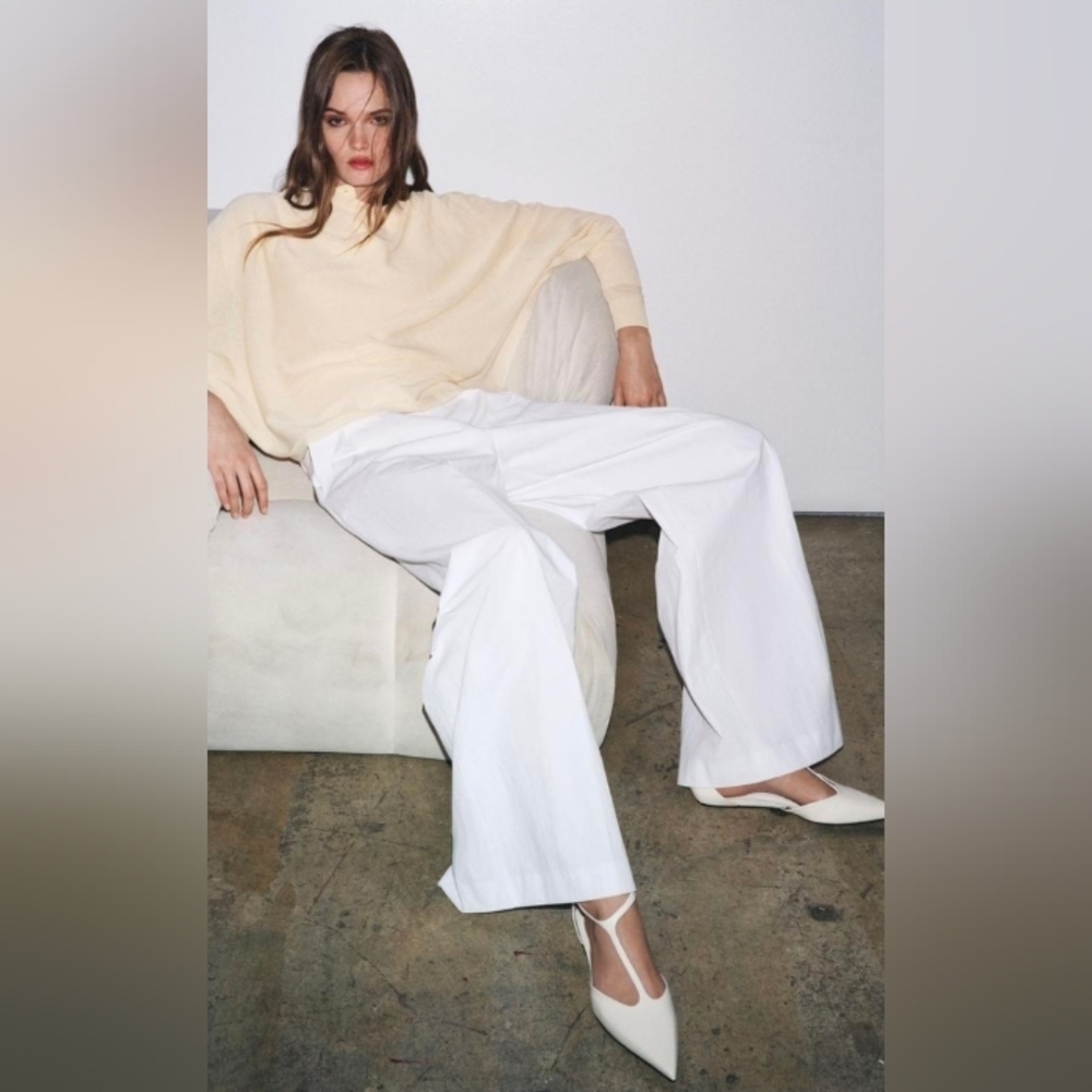 Zara White Pointed Flats